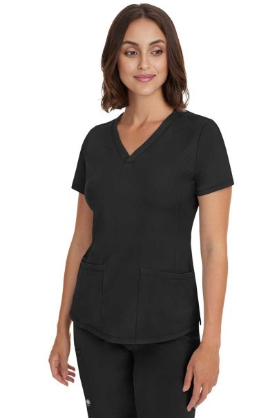 Women's Healing Hands Monica V-neck scrub top black-2