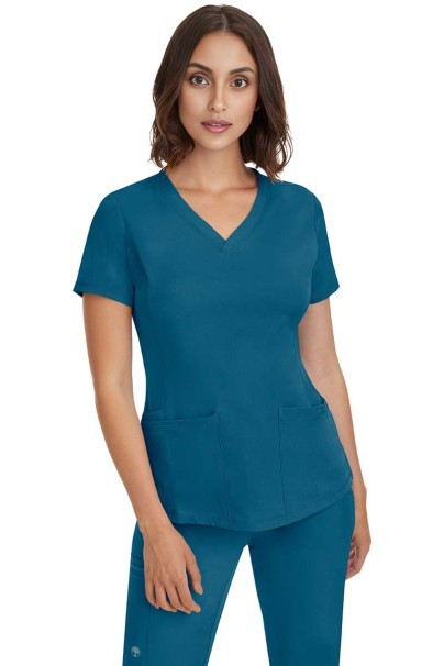 Women's Healing Hands Monica V-neck scrub top caribbean blue-1