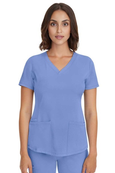 Women's Healing Hands Monica V-neck scrub top ceil blue-2