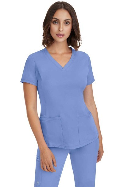 Women's Healing Hands Monica V-neck scrub top ceil blue-2