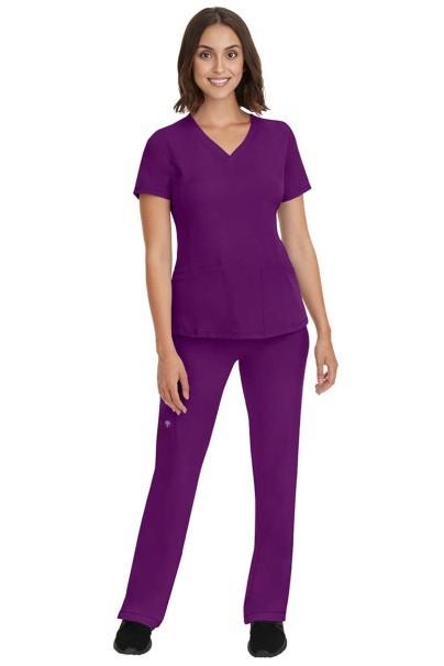 Women's Healing Hands Monica V-neck scrub top eggplant-2