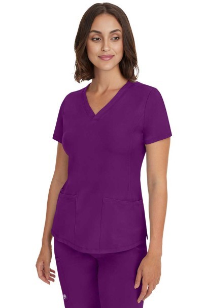 Women's Healing Hands Monica V-neck scrub top eggplant-3