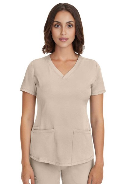Women's Healing Hands Monica V-neck scrub top khaki-3