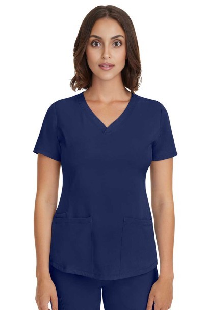 Women's Healing Hands Monica V-neck scrub top navy-1
