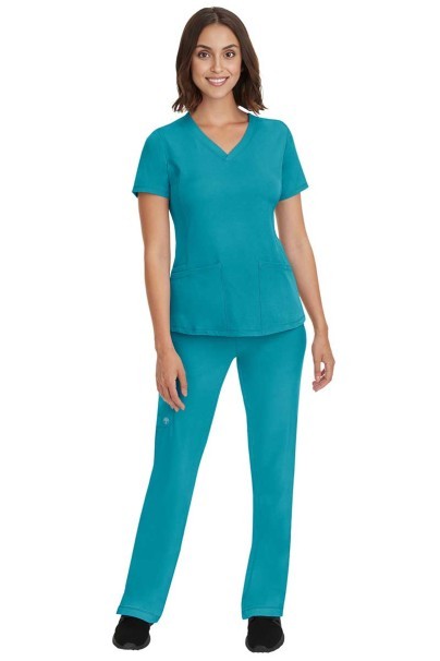 Women's Healing Hands Monica V-neck scrub top teal blue-2