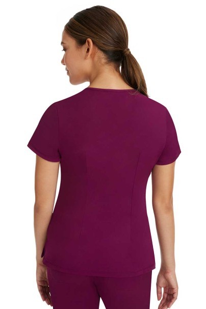 Women's Healing Hands Monica V-neck scrub top wine-2