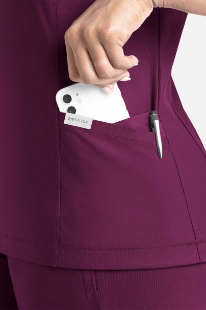 Women's Maevn Embrace Zoe scrub top wine-3