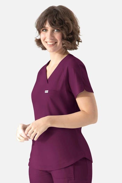 Women's Maevn Embrace Luna scrub top wine-3