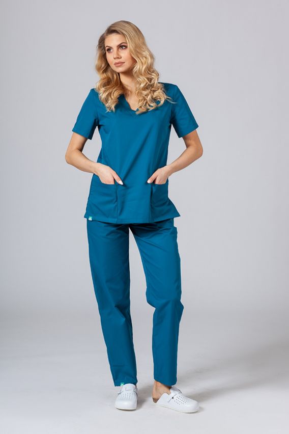 Women's Sunrise Uniforms Basic Light scrub top caribbean blue-1