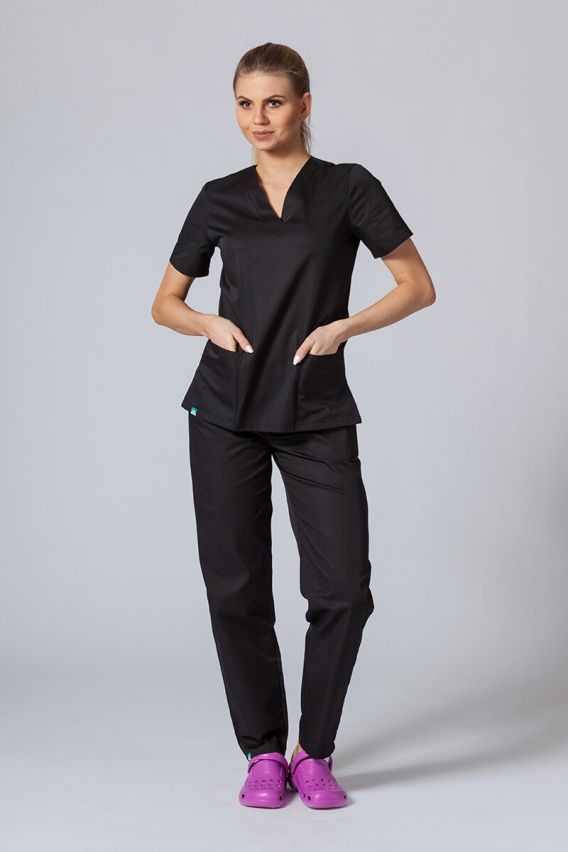 Women's Sunrise Uniforms Basic Light scrub top black-1