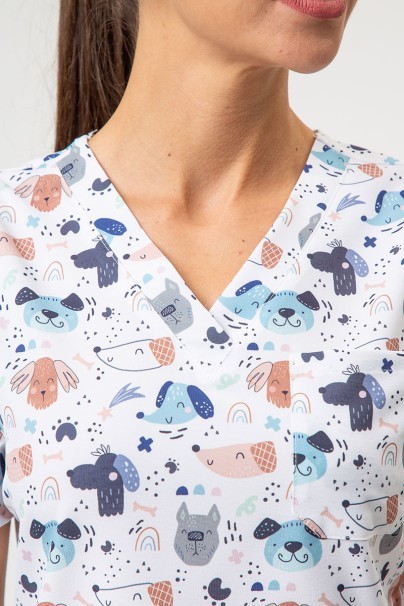 Women's Sunrise Uniforms Prints scrub top Rainbow Dogs-3