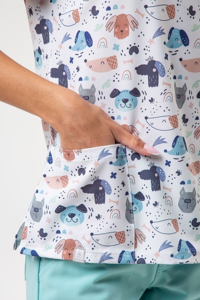 Women's Sunrise Uniforms Prints scrub top Rainbow Dogs-4