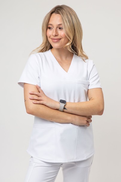 Women's Cherokee Ultra scrubs set (3-pocket top, Cargo trousers) white-2