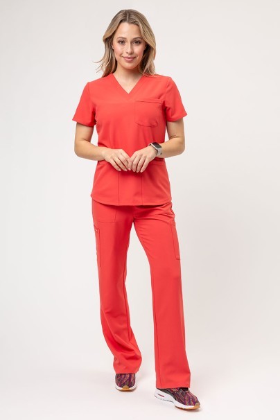 Women's Cherokee Ultra 3-pocket scrub top coral-2