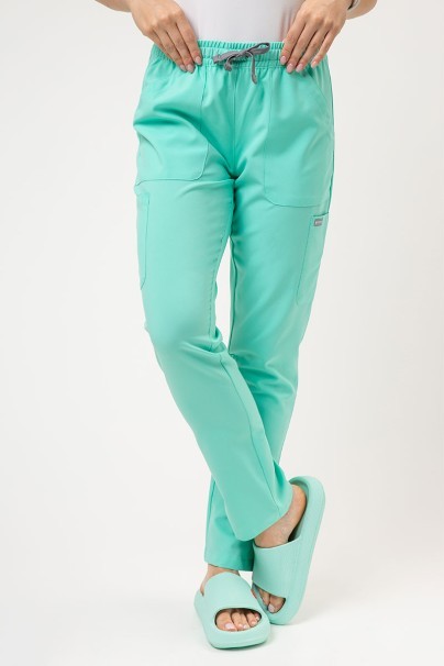 Women's Maevn Momentum scrubs set (Double V-neck top, 6-pocket trousers) mint-6
