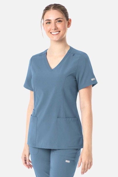 Women's Maevn Momentum scrubs set (Double V-neck top, 6-pocket trousers) slate blue-2