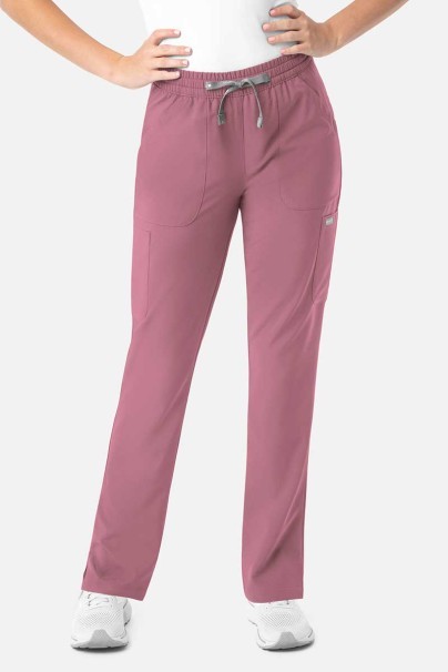 Women's Maevn Momentum scrubs set (Double V-neck top, 6-pocket trousers) rose pink-5