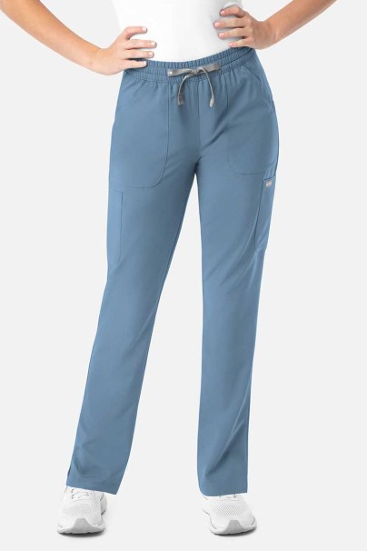 Women's Maevn Momentum scrubs set (Double V-neck top, 6-pocket trousers) slate blue-5