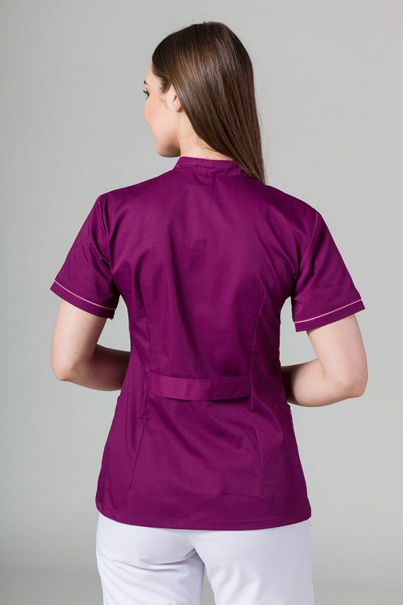 Żakiet ze stójką Sunrise Uniforms oberżyna z różową lamówką-2