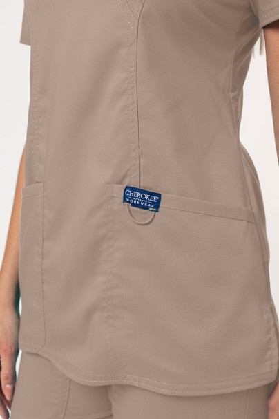 Women’s Cherokee Revolution Mock scrub top khaki-3