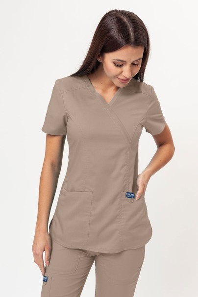 Women's Cherokee Revolution (Mock top, Straight trousers) scrubs set khaki-2