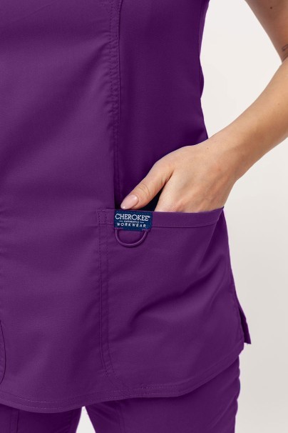 Women’s Cherokee Revolution Mock scrub top eggplant-3