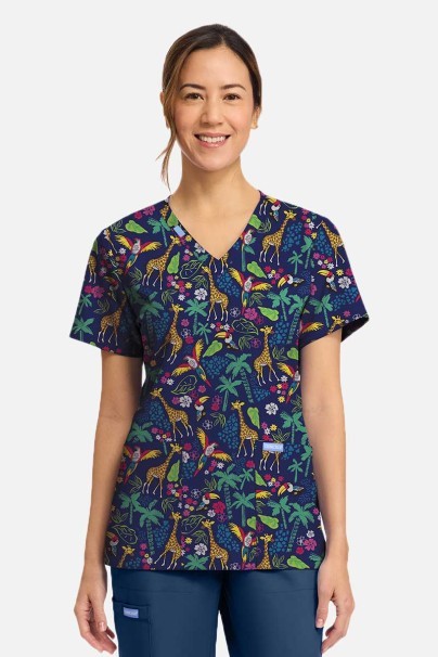 Women's Cherokee Prints V-neck scrub top Jungle Jive-2