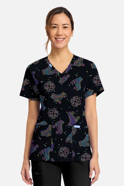 Women's Cherokee Prints V-neck scrub top Roller Disco-2