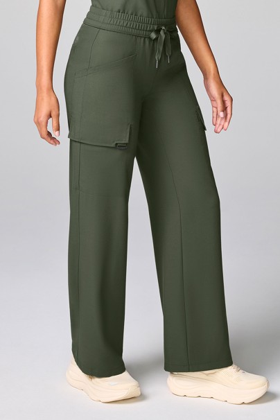Women's Petite Healing Hands Wide Leg scrub trousers olive