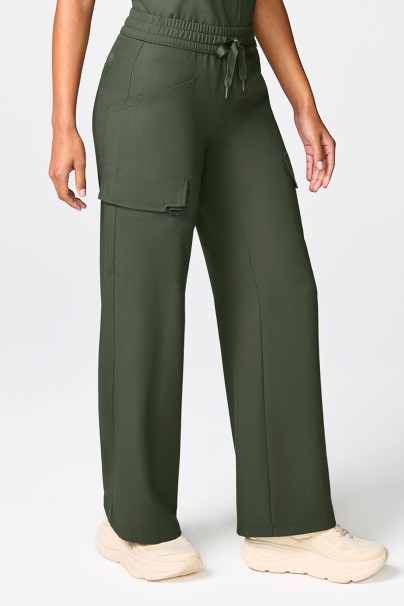 Women's Petite Healing Hands Quest Wide Leg scrub trousers olive