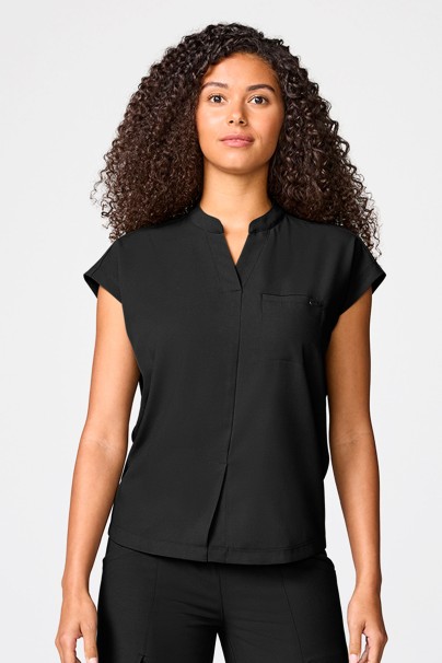 Women's Healing Hands Quest Mandarin Collar scrub top black