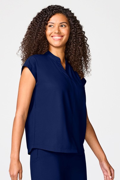 Women's Healing Hands Quest Mandarin Collar scrub top navy