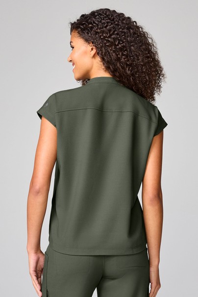 Women's Healing Hands Mandarin Collar scrub top olive