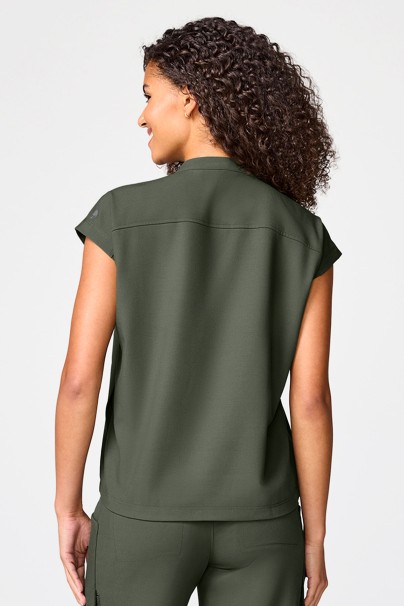 Women's Healing Hands Quest Mandarin Collar scrub top olive