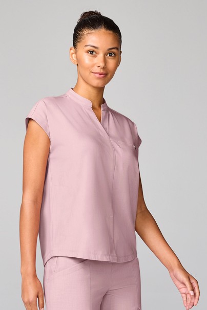 Women's Healing Hands Mandarin Collar scrub top pearly pink