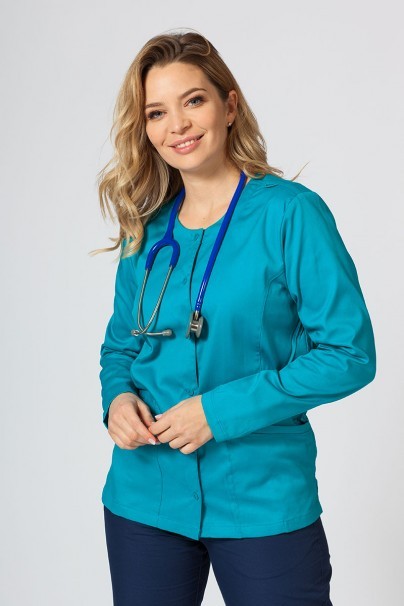 Women’s Maevn Matrix Neck Snap scrub top teal blue-4