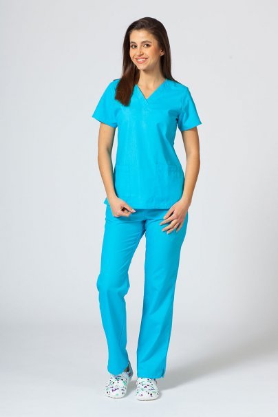 Women’s Maevn Red Panda scrub top turquoise-4