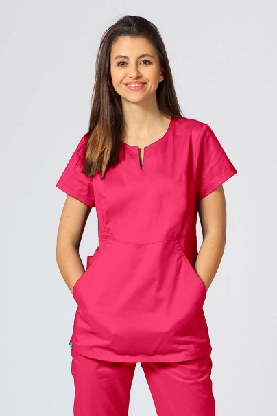 Women’s Sunrise Uniforms scrubs set (Kangaroo top, Loose trousers) raspberry-2