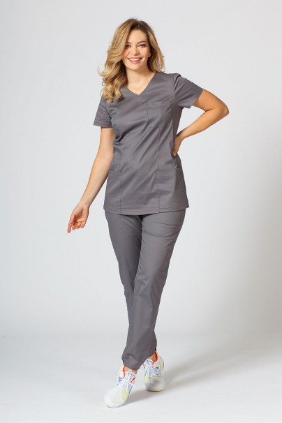 Women’s Sunrise Uniforms Active Fit scrub top pewter-2