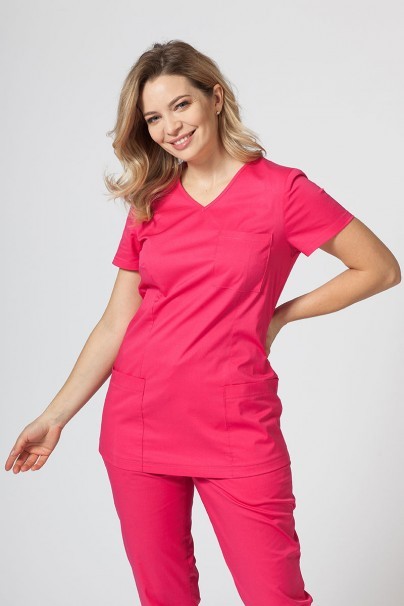 Women's Sunrise Uniforms Active II scrubs set (Fit top, Loose trousers) raspberry-2