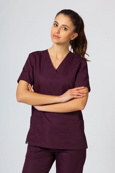 Women’s Sunrise Uniforms Basic Classic scrubs set (Light top, Regular trousers) burgundy-2