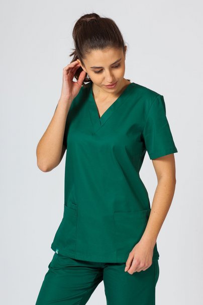 Women’s Sunrise Uniforms Basic Classic scrubs set (Light top, Regular trousers) bottle green-2