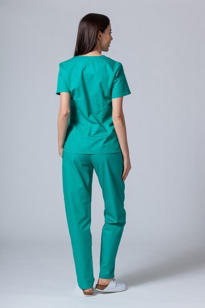 Women’s Sunrise Uniforms Basic Classic scrubs set (Light top, Regular trousers) hunter green-1