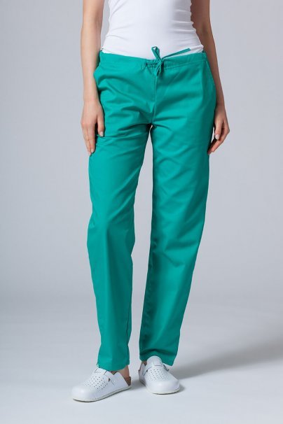 Women’s Sunrise Uniforms Basic Classic scrubs set (Light top, Regular trousers) hunter green-6