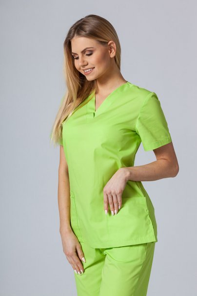 Women’s Sunrise Uniforms Basic Classic scrubs set (Light top, Regular trousers) lime-2