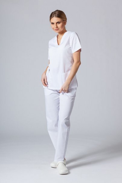 Women’s Sunrise Uniforms Basic Classic scrubs set (Light top, Regular trousers) white-2
