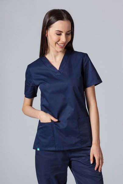 Women’s Sunrise Uniforms Basic Classic scrubs set (Light top, Regular trousers) navy-2