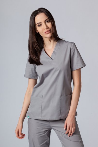 Women’s Sunrise Uniforms Basic Classic scrubs set (Light top, Regular trousers) pewter-2