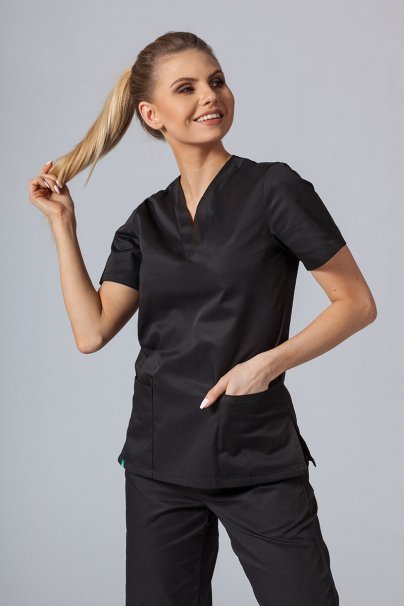 Women’s Sunrise Uniforms Basic Classic scrubs set (Light top, Regular trousers) black-2
