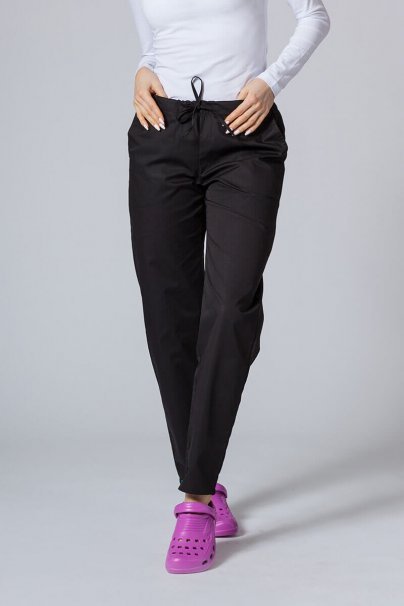 Women’s Sunrise Uniforms Basic Classic scrubs set (Light top, Regular trousers) black-6